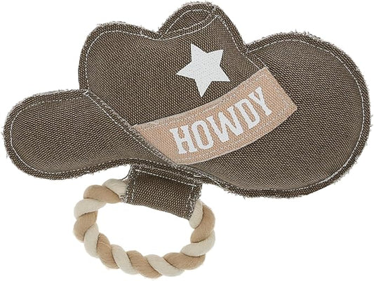 Pavilion Gift Company - Howdy - Canvas Rope Dog Toy Cowboy Hat Western Tug of War Puppy K9 Doggy Lover Parent Gift