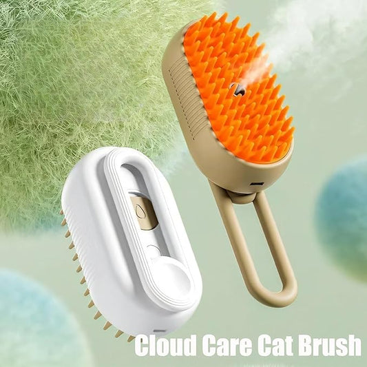 Cat Brush, 4 in 1 Self Cleaning Silicone Cat Steam Brush Quick & Easy Pet Hair Remover Comb for Shedding, Massage, Cleaning, 360° Rotating Pet Steam Brushs for Cats Dogs (White)