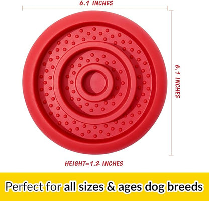 Slow Feeder Lick Mat for Dogs - Keep Them Busy - Natural Rubber Dog Frozen Treat Toys - Durable Interactive Enrichment Toys - Licking Dish for Dog De-Stressing, Red