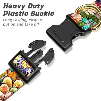 Reflective Dog Collar for Medium Dogs, Cute Boho Adjustable Heavy-Duty Nylon Puppy Collar for Boy and Girl Female, Soft Pet Accessories with Quick Release Buckle, Colorful Mandala