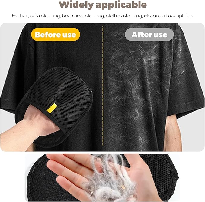 4pcs Pet Hair Remover Glove, Pet Hair Removal Tool, 2025 Electrostatic Pet Hair Removal Gloves for Dogs and Cats,for Pet Hair, for Couch, Clothes, Car, Carpet, Bed, Furniture(Black and dark