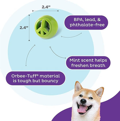 Outward Hound Nooks Peace Interactive Durable Treat-Dispensing Dog Toy, Stuffable Puzzle Ball for Solo Play or Pair with Large Snoop, Mint-Scented, BPA-Free