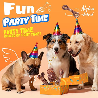 Tough Dog Toys for Aggressive Chewers: 3 Pack Indestructible Dog Chew Toys for Medium Large Dogs, Nylon Chew Toys to Keep Them Busy, Bacon Flavor, Gifts for Dogs