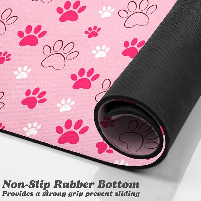Dog Food Mat, Absorbent Water Bowl Mats Cat Pet Feeding Placemats Pink 16 * 24 inch