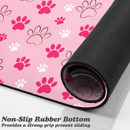 Dog Food Mat, Absorbent Water Bowl Mats Cat Pet Feeding Placemats Pink 16 * 24 inch