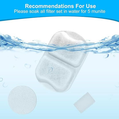 8 pack Dog Water Fountain Filters Compatible with oneisall Fountain, Filters Replacement for 7L/230oz/1.8G Stainless Steel Dog Fountain