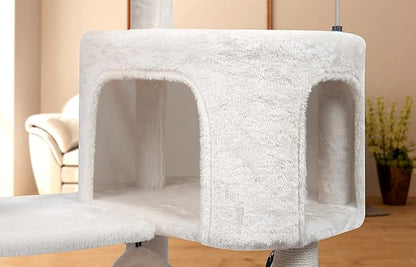 YUNIQUE 39.4'' Cat Tree with Cat Condo and Big Hammock, Beige