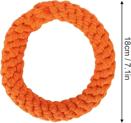 Cyrank 2PCS Ring Dog Toy, Indestructible Cotton Rope Toy for Dog Teething, Cleaning, Playing & Training, Medium & Large Dogs