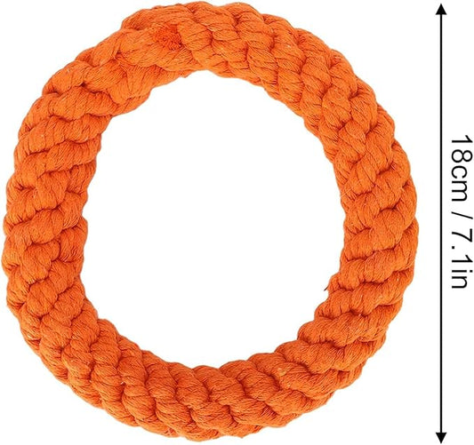 Cyrank 2PCS Ring Dog Toy, Indestructible Cotton Rope Toy for Dog Teething, Cleaning, Playing & Training, Medium & Large Dogs