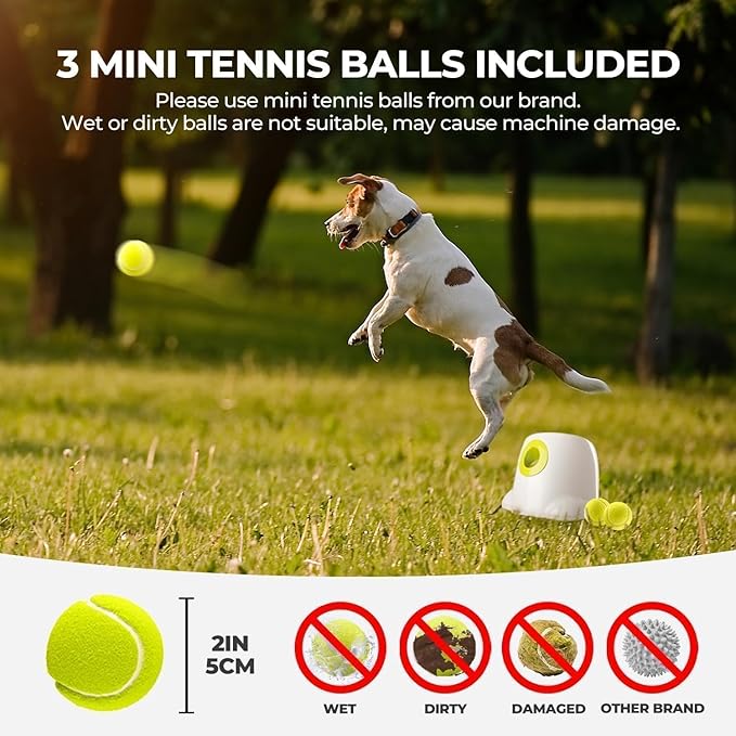 ALL FOR PAWS Automatic Dog Ball Launcher, Interactive Fetch Toy for Small to Medium Dogs, Pet Thrower Machine for Indoor & Outdoor Play, 3 Pcs 2-Inch Balls Included