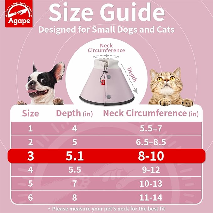 Agape Soft Dog Cone for Small Dogs & Cats, Comfy Dogs Recovery Collar After Surgery, Adjustable E Collar Alternative to Stop Licking, Protective Elizabethan Cones for Pup&Kitty, Comfortable Dog Cones