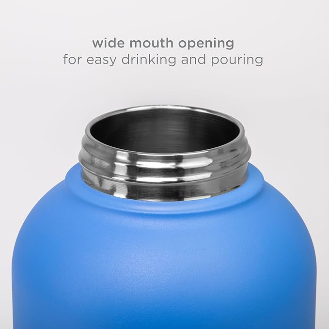 Ubbi Pup & Me Insulated Stainless Steel Dog Water Bottle with Attached Bowl, 32 oz Portable Leakproof Travel Bottle for Dogs and Owners, Blue