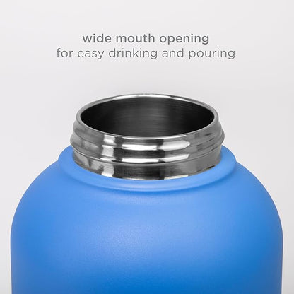 Ubbi Pup & Me Insulated Stainless Steel Dog Water Bottle with Attached Bowl, 32 oz Portable Leakproof Travel Bottle for Dogs and Owners, Blue