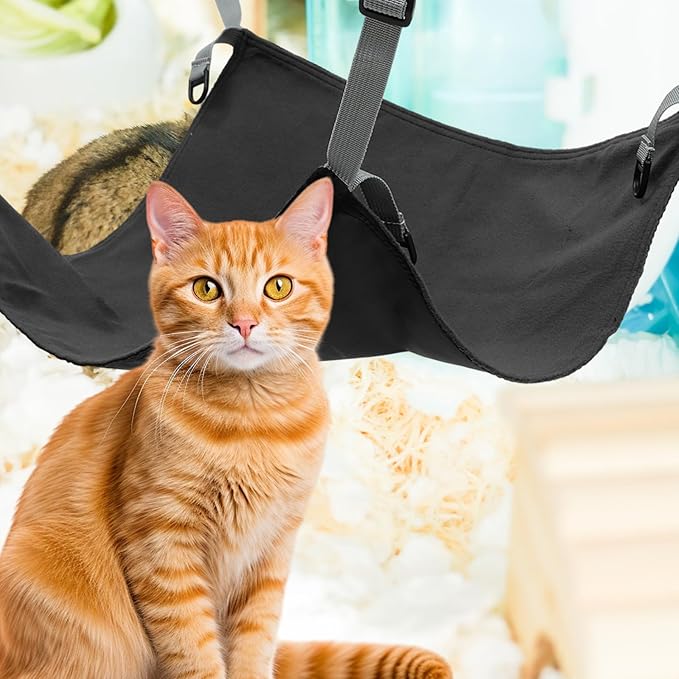 Cat Cage Hanging Hammock Bed Washable Soft Pet Cat Hammock Mat Indoor Outdoor Use Black