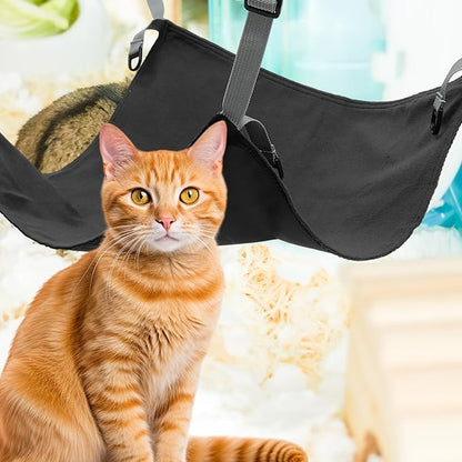 Cat Cage Hanging Hammock Bed Washable Soft Pet Cat Hammock Mat Indoor Outdoor Use Black