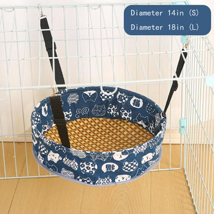 Cat Hammock Cat Hanging Bed for Cage, Adjustable Straps, for Kennel Chair with Metal Frame, for All Seasons (Blue, S)