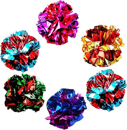 SunGrow Cat Crinkle Balls (Multicolor, 6 Pieces)