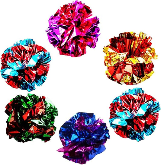 SunGrow Cat Crinkle Balls (Multicolor, 6 Pieces)