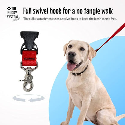 The Buddy System Hands Free Dog Leash, Adjustable Leash for Running, Jogging, Training and Service Dogs, Great for Small, Medium and Large Dogs, Made in USA (Red, Large Belt (27"- 50" Waist))