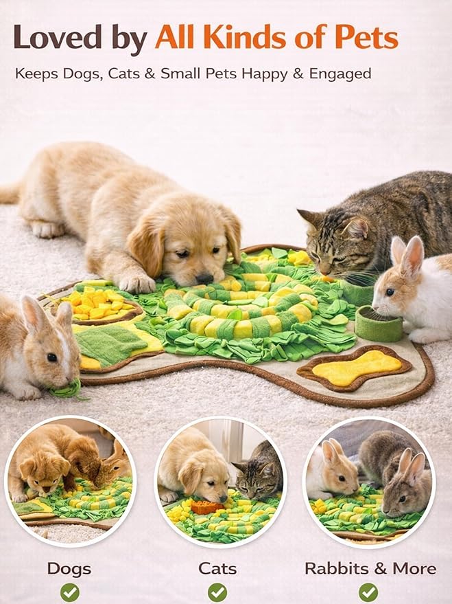 HOPET Snuffle Mat for Dogs Large Breed, 28.3''x28.3'' Interactive Puzzle Dog Food Mat, Easy to Clean, Durable, Mental Stimulation & Slow Feeding Game for All Breeds