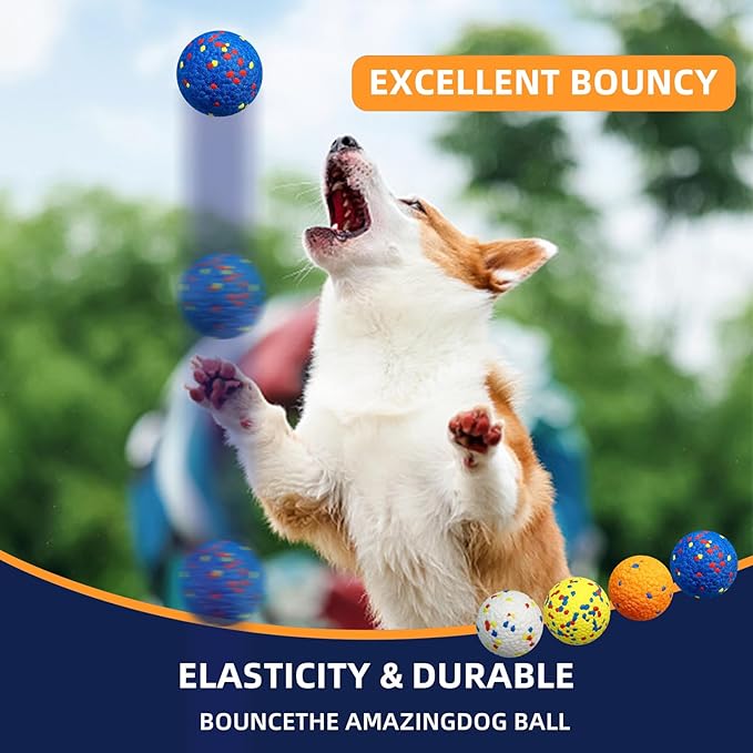 4 Pcs Large size Dog Balls, 3.15"Tennis Ball for Aggressive Chewers, Durable Bouncy Dog Toy Balls, Teething Cleaning Chew Toys, Water Toy Fetch Ball for Large Medium Dog, More Biting-Proof Atom