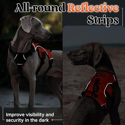 rabbitgoo Escape Proof Dog Harness, Soft Padded Full Body Pet Harness, Reflective Adjustable No Pull Vest with Lift Handle and Leash Clip for Large Dogs Walking Hiking Training, M, Orange