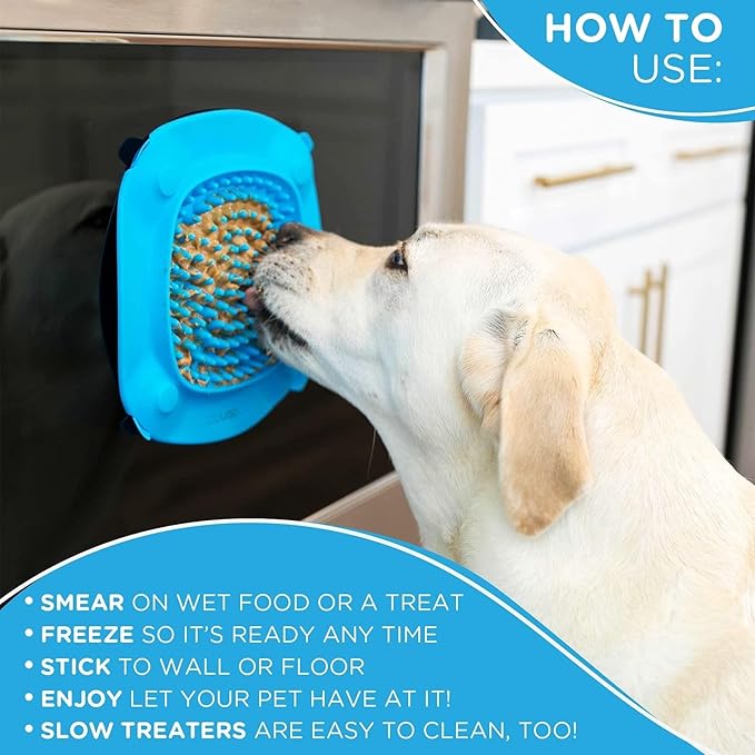 Aquapaw Lick Mat for Dogs with Suction Cups - XL, Blue, 1-Pack - Slow Feeder Lick Pads for Dogs & Grooming Enrichment - Food Mat for Peanut Butter Treats