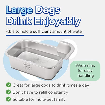 PEDAY 1.2 Gallon Large Dog Water Bowl, 18/8 Human Grade Stainless Steel - Silver Nonslip
