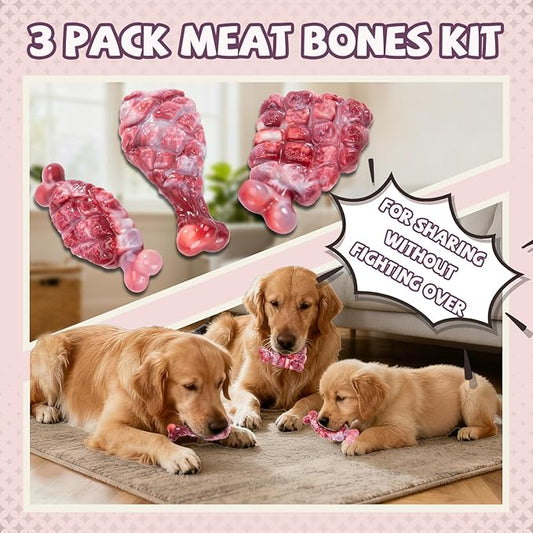 Indestructible Dog Toys for Aggressive Chewers 3 Pack, Tough Dog Chew Toys for Aggressive Chewers Medium and Large Breeds, Durable Dog Toy to Keep Them Busy, Beef Flavored