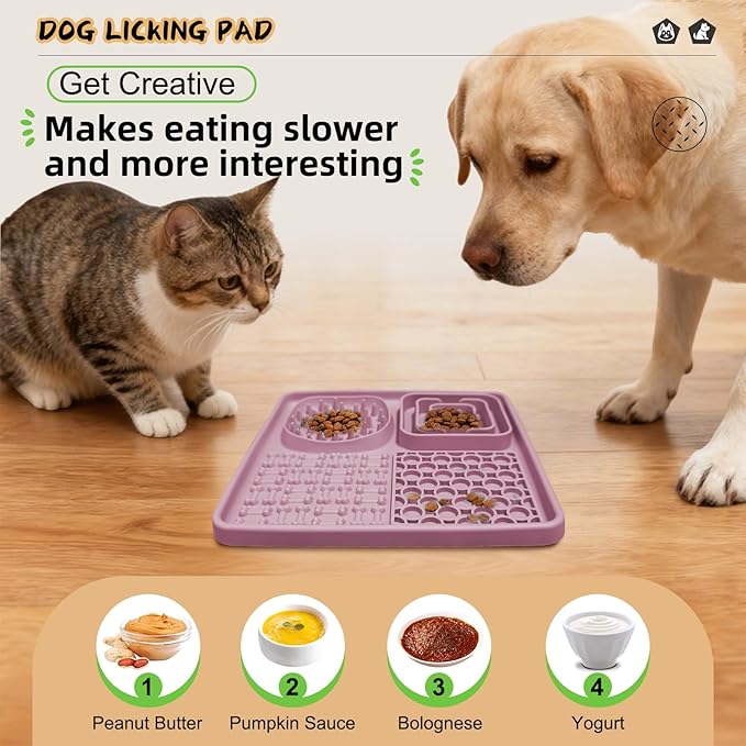Dog Lick Mat for Anxiety Relief, Slow Feeder Alternative, Pet Enrichment Treat Mat, Boredom Buster, Durable Food-Grade Silicone, Dishwasher & Freezer Safe