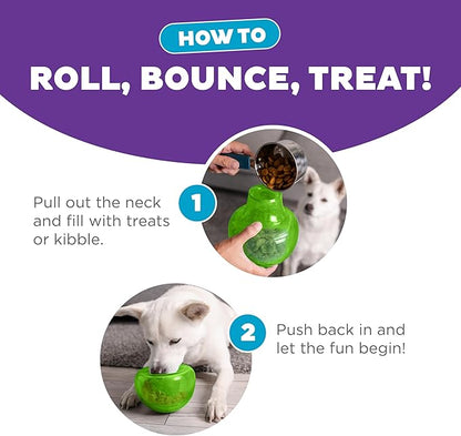 Outward Hound by Planet Dog Snoop Dog Toy – Treat‑Dispenser Puzzle Ball,Interactive Slow Feeder,Medium to Large Dogs,Bouncy & Mint-Infused,Green,5",(Pack of 2)