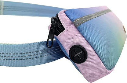 Stylish Car‑Safe Hands‑Free Bungee Dog Leash with Adjustable Waist Belt & Seat‑Belt Hook – Reflective No‑Pull Leash with Zipper Pouch for Running, Hiking & Travel (Powder Blue Gradient)