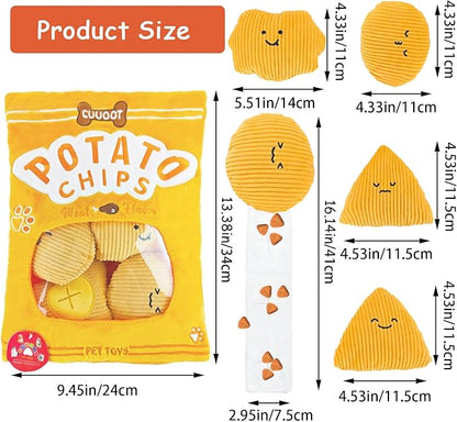 Dog Puzzle Toy, Crinkle Squeaky Interactive Dog Toys, Enrichment Treat Puzzle Dog Toy for Medium, and Large Dogs (Potato Chips)