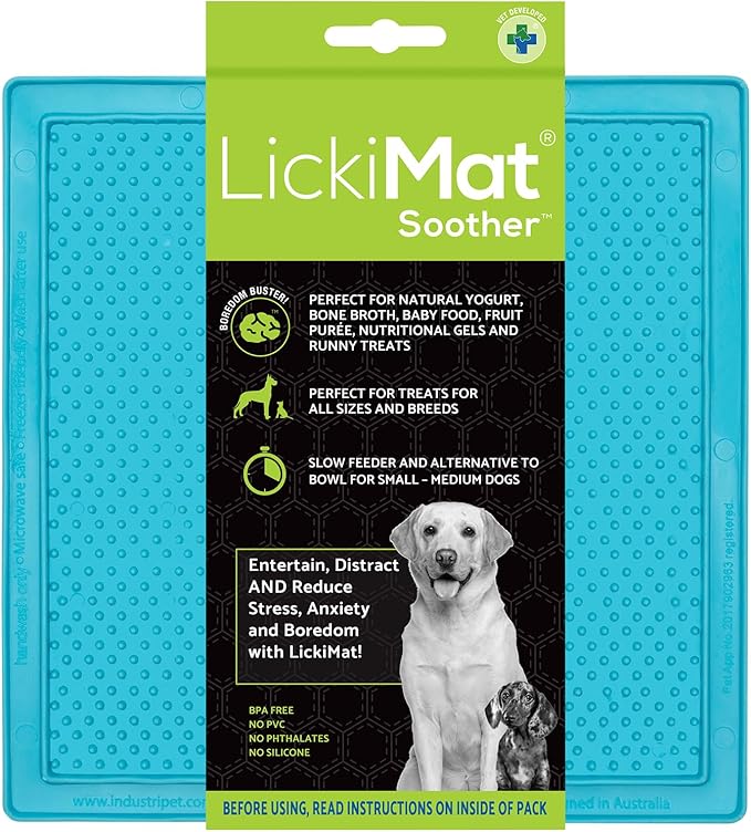 LickiMat Classic Soother Slow Feeder for Dogs Lick Mat Boredom Anxiety Reducer Perfect for Food Treats Yogurt Liquid Food Peanut Butter Fun Alternative to a Slow Feed Dog Bowl, Turquoise