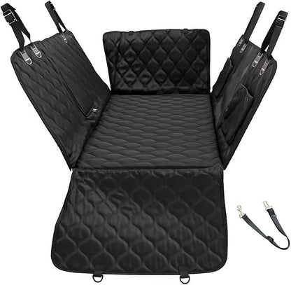 Back Seat Extender for Dogs, Hard Bottom Dog Car Seat Cover, Waterproof Car Hammock for Dogs, Back Seat Cover for Dogs, Car, SUV, Small Truck (Black, Large)