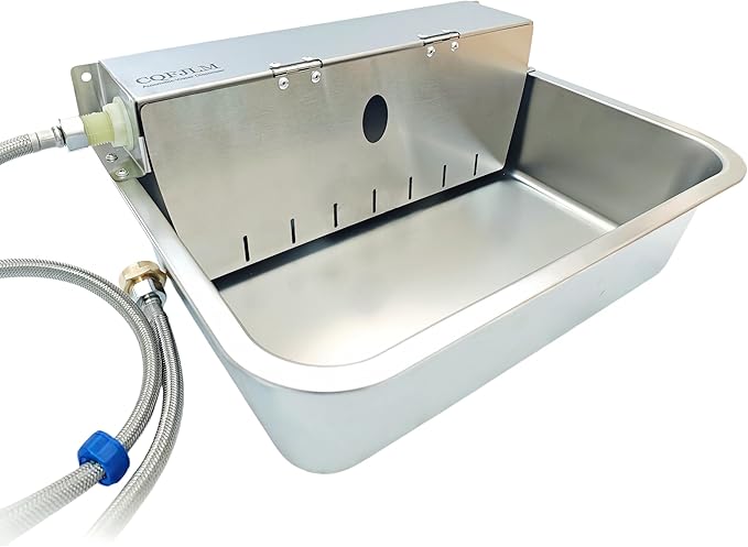 Stainless Steel Automatic Dog Water Bowl Large Capacity Wall-Mounted Pet Water Dispenser with Flip Cover Design,Suitable for Cats,Dogs,Chickens Ducks Other Poultry,Suitable for Indoor & Outdoor Use