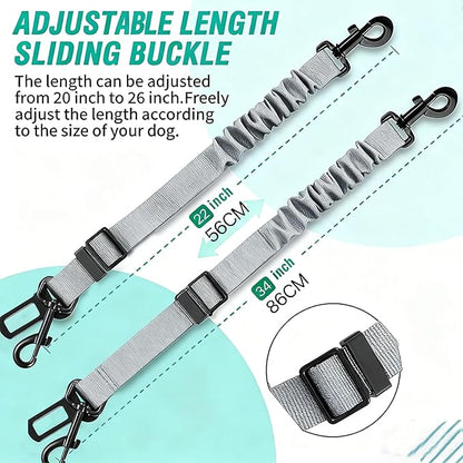 Dog Seat Belt for Car, Retractable Adjustable Nylon Pet Seatbelts for Vehicle Headrests, Elastic & Durable Car Harness, Dogs Leash Accessories for Bicycles (Only Leash Gray)