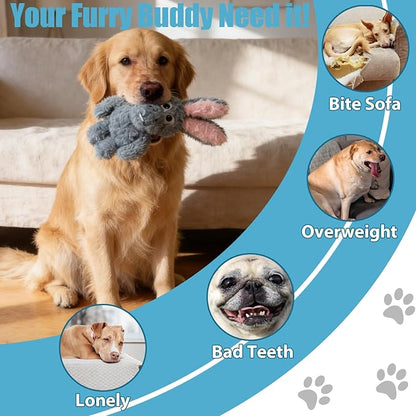 Donkey Squeaky Dog Toys to Keep Them Busy, Stuffed Plush Dog Toy Birthday Gift Crinkle Pet Puppy Tug Toy for Small Medium Large Dogs (Grey)
