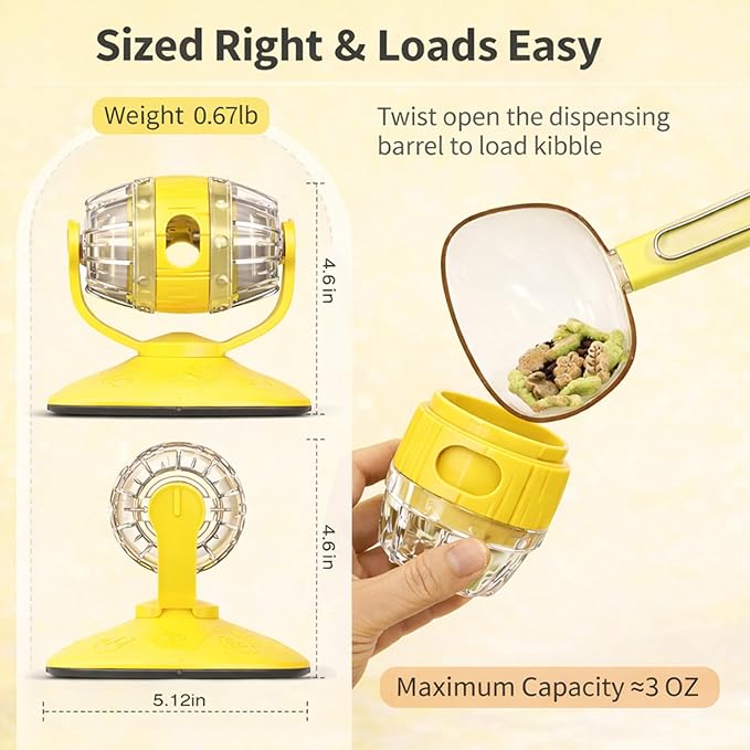 Cat Treat Feeder, Cat Treat Dispenser Toy for Dry Food, Rotating Barrel Interactive Cat Toys for Indoor Cats &Puppies, Kitten Enrichment Funny Toy(Yellow)