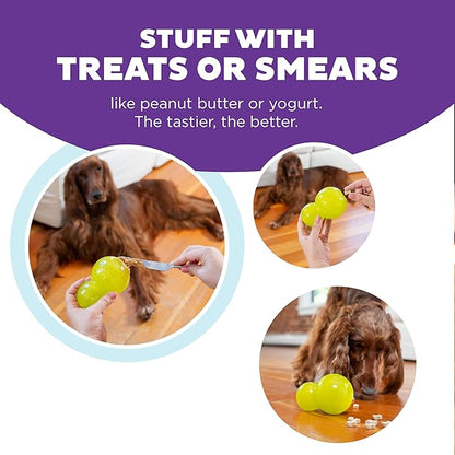 Outward Hound Double-Tuff Stuffable Dog Toy, Large 5-Inch Green - Treat Dispensing Chew Ball for Medium to Large Dogs, Interactive Puzzle for Enrichment & Slow Feeding (Pack of 2)