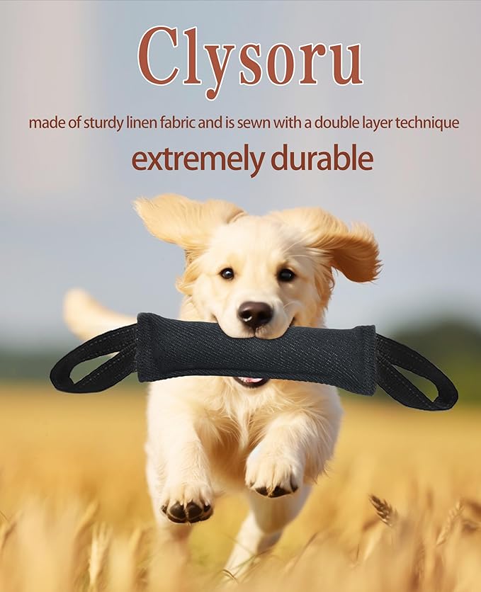 Clysoru Tug of War Dog Toy Bite with 2 Strong Handles Made of Durable Tear Resistant Strong Stitches