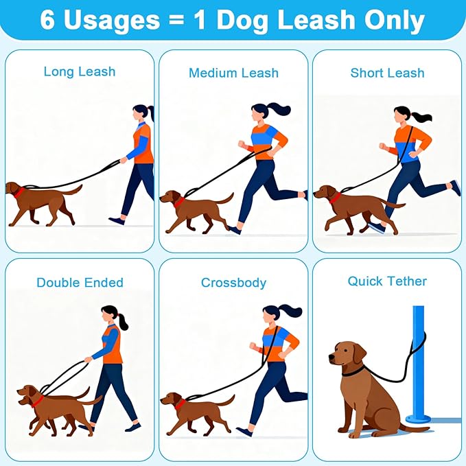 ETACCU Hands Free Dog Leash, Multifunctional Crossbody Dog Leash with Adjustable Length 6-9FT, Tangle Free Reflective Waist Leashs for Medium and Large Dogs