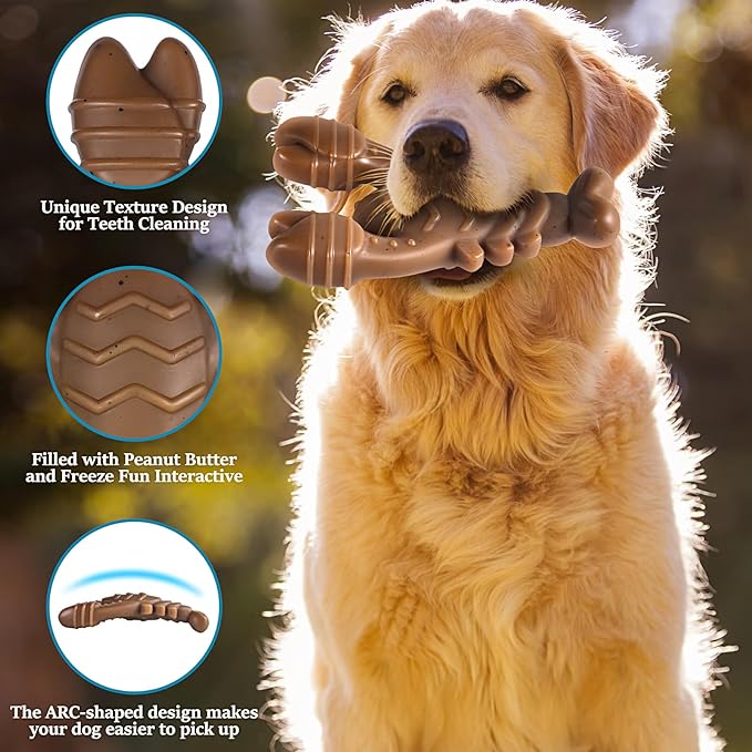 NEZIN Dog Chew Toys for Aggressive Chewers, 4 Pack Indestructible Dog Toys with Tough Nylon, Chew Toy Gift for Dogs of All Breed Sizes
