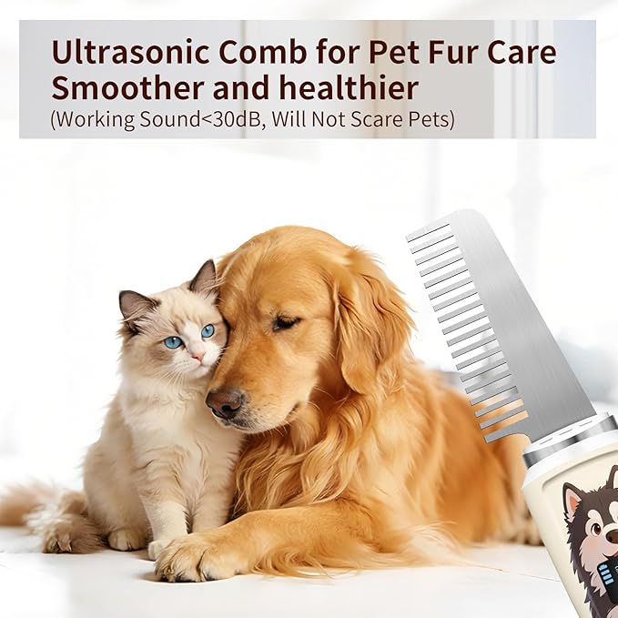 Ultrasonic Fur Care Comb for Pet, Vibration Atomization Conditioning Oil Comb for Dogs and Cats Shining Smoothing Hair