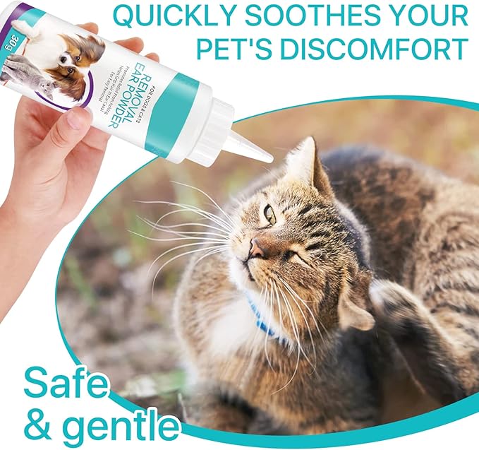 Dog Ear Cleaner, Upgraded Dogs & Cats Ear Powder for Easy Hair Removal, Pets Ear Infection Relief, Soothes Itchy Ears & Relieve Scratching (1)