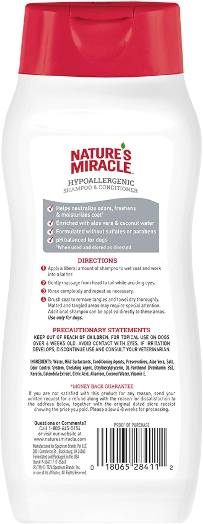 Nature’s Miracle Hypoallergenic Shampoo & Conditioner for Dogs, 16 Oz, Unscented