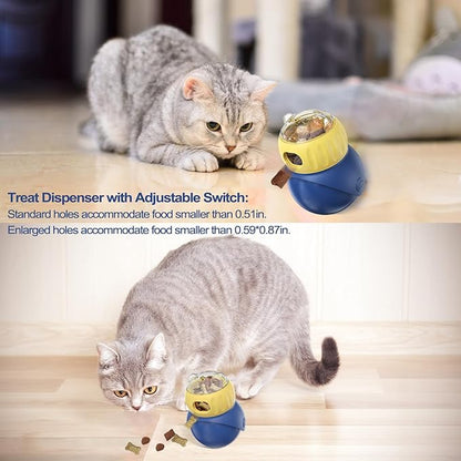Cat Interactive Toys for Indoor Cats Adjustable Treat Puzzle Food Dispenser Weight Loss Tumbler Slow Feeder Fun Kitty Sliding Rolling Ball Enrichment Toy for Kitten Adult Cats Small Dogs