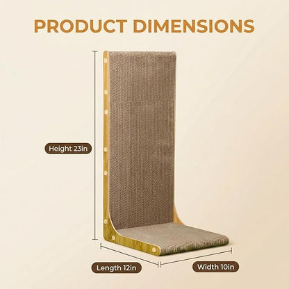 3-Pack Cardboard Cat Scratcher for Indoor Cats, 23 Inch L Shaped Vertical Cat Scratching Post, Cat Scratching Board for Wall and Couch, Large