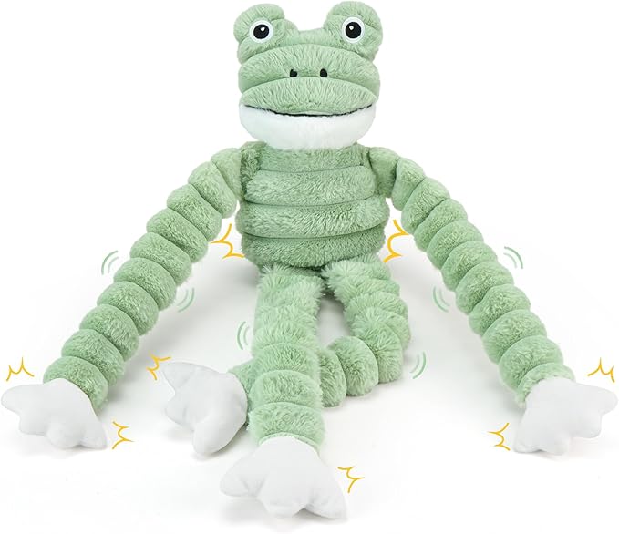 Prime Pets Squeaky Dog Toys for Large Dogs, 27” Plush Frog Dog Toy with Crinkle Paper for Small Medium Large Dogs, Stuffed Puppy Chew Toys to Keep Them Busy