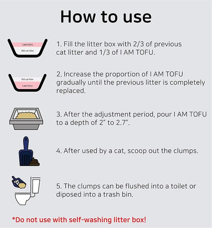 I AM TOFU - Natural Flushable Tofu Cat Litter, Low Dust Lightweight Clumping Litter, Odor Control (10 lb Bag, Charcoal)
